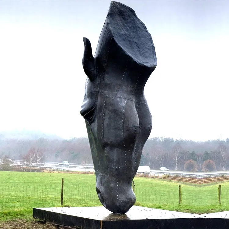 bronze horse head statue