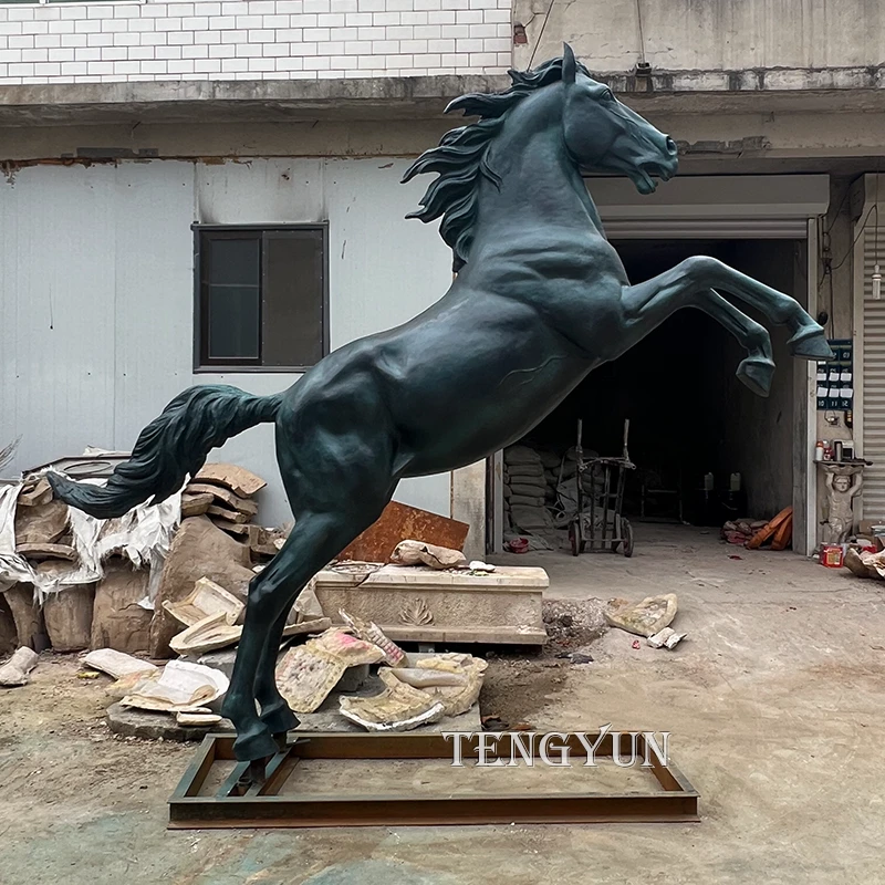 Bronze Rearing Horse Statue Life-Size Cast Sculpture