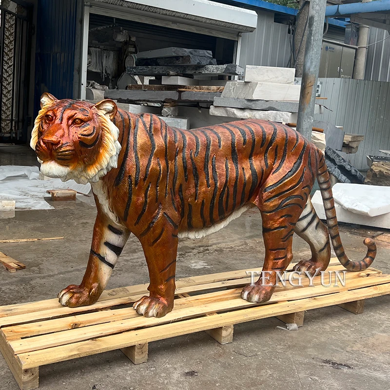 Life Size Bronze Tiger Sculpture Metal Animal Tiger Statue