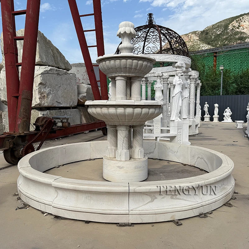 Garden Decorative Marble Fountain with Roman Columns