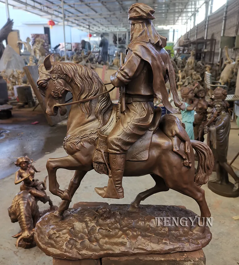 bronze horse and rider statue