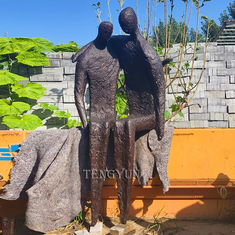 Outdoor Abstract Figure Statue Bronze Couple Sculpture