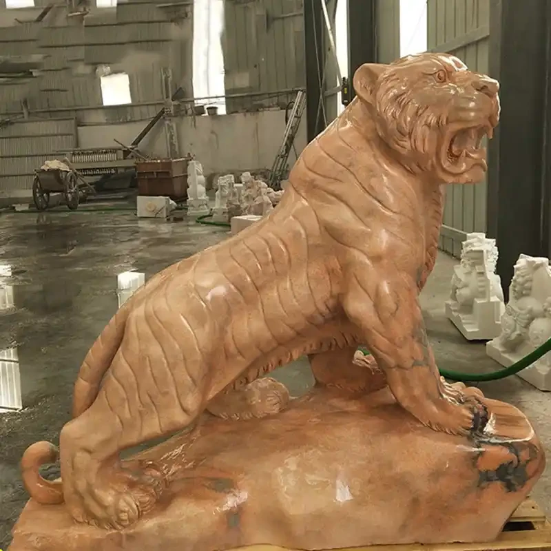 Outdoor Decorative Carved Sunset Red Tiger Sculpture