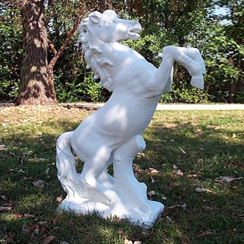 Outdoor Marble Rearing Horse Statue Garden Horse Sculpture