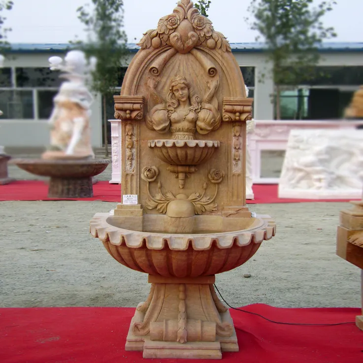 Natural Stone Wall Fountain with Sculpted Face Design