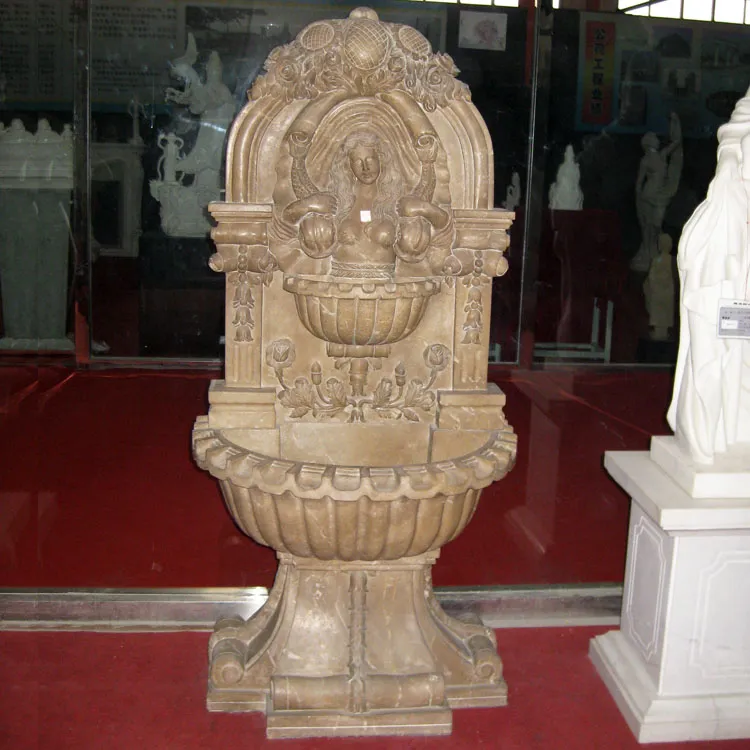 Natural Stone Wall Fountain with Sculpted Face Design