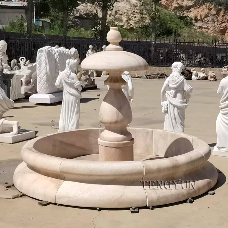 Modern Elegance Sunset Red Marble Water Fountain for Home