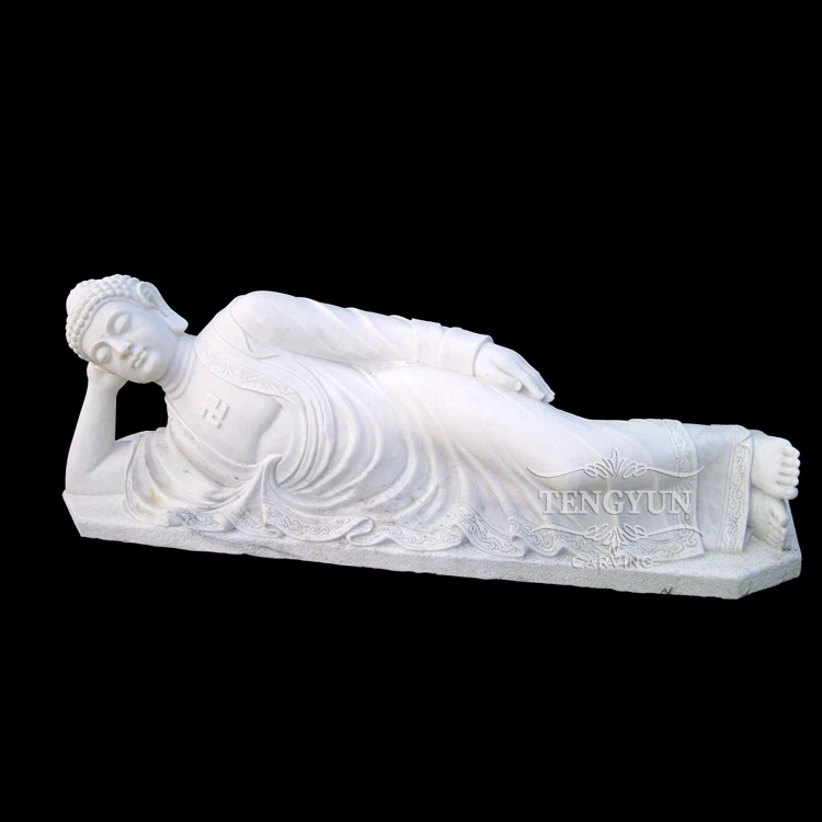 White Marble Sleeping Buddha Statue Indoor Lying Buddha