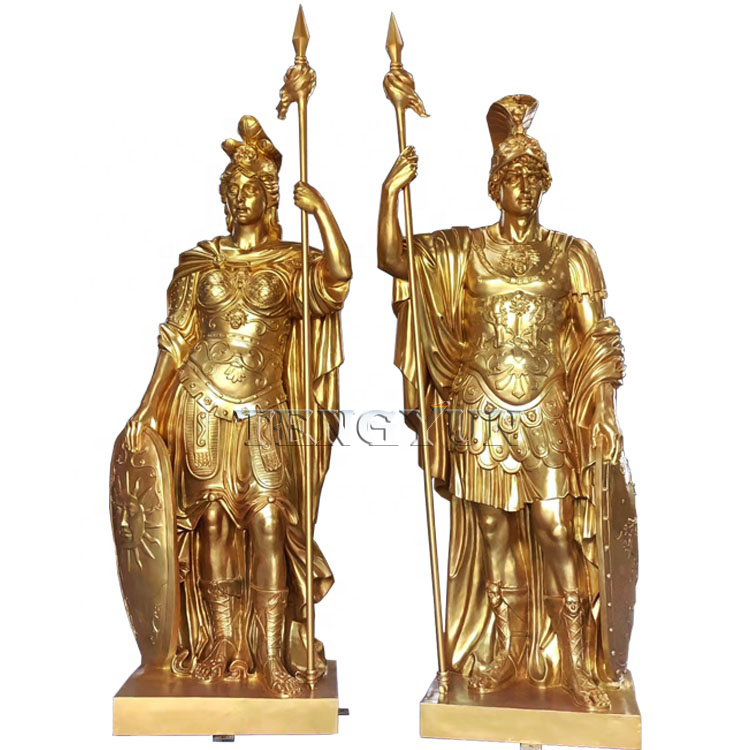 Gold color warrior fiberglass statues Gold color warrior fiberglass statues