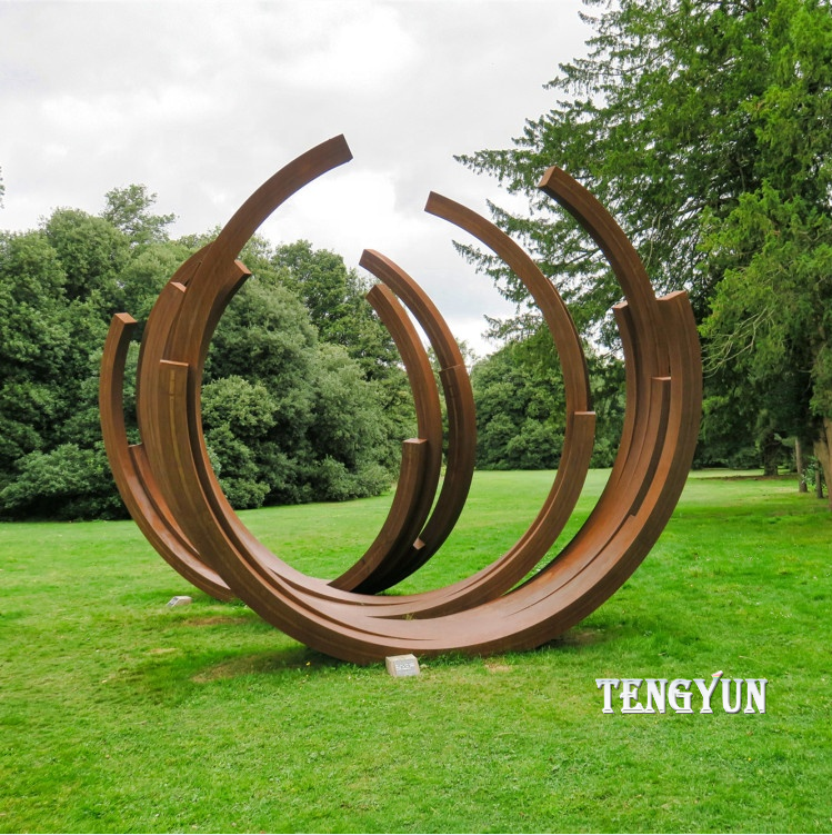 Abstract stainless steel garden sculpture rusty annulus shape corten steel sculpture (1)