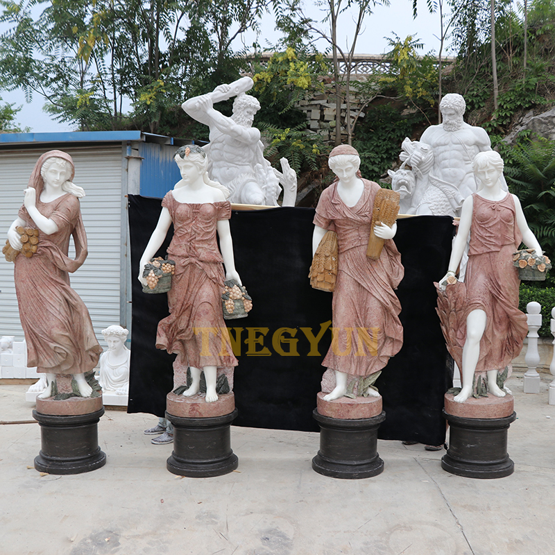 Antique Life-Size Four Seasons Goddess Marble Statues Luxury Stone Sculptures (2)