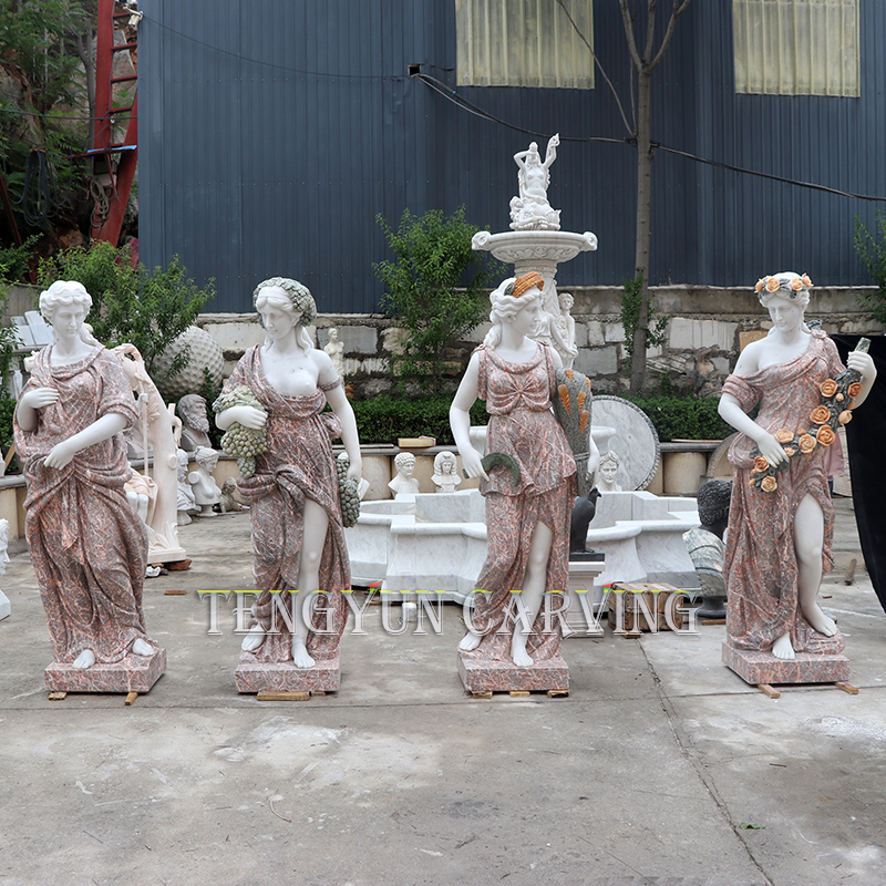Antique Life-Size Four Seasons Goddess Marble Statues Luxury Stone Sculptures (3)