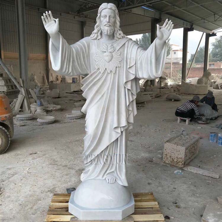 Antique religious statues Christian sculpture life size white marble statue of Jesus for sale