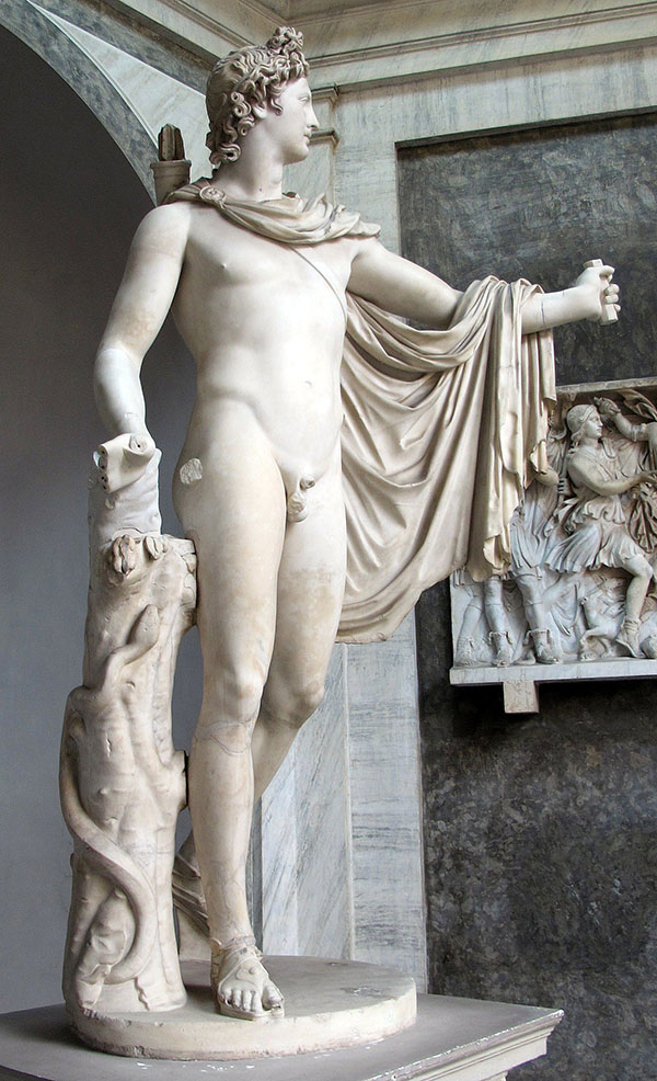 Marmurowy posąg Apolla belvedere romana