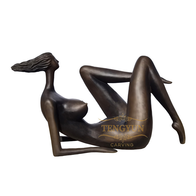 Bronze abstract nude yoga lady sculpture (2)