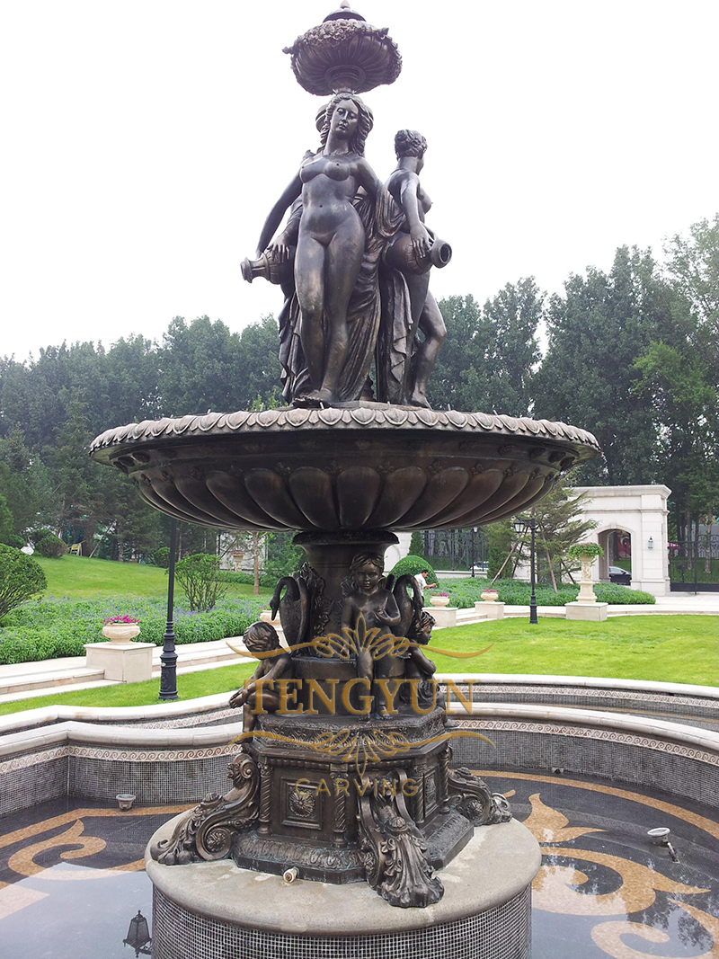 Bronze statue water fountain