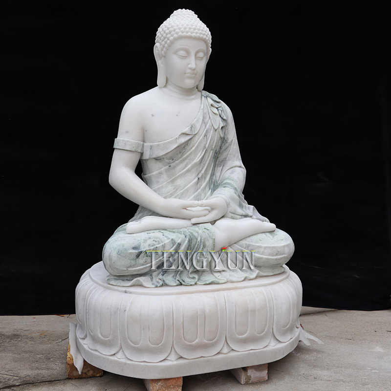 Buy Buddhist Statues Outdoor Decor Stone Carved White Marble Sitting Zen Buddha Statue For Home Vastu (1)
