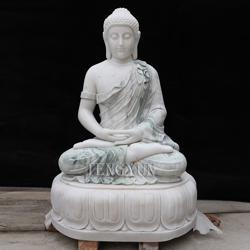 Buy Buddhist Statues Outdoor Decor Stone Carved White Marble Sitting Zen Buddha Statue For Home Vastu (2)