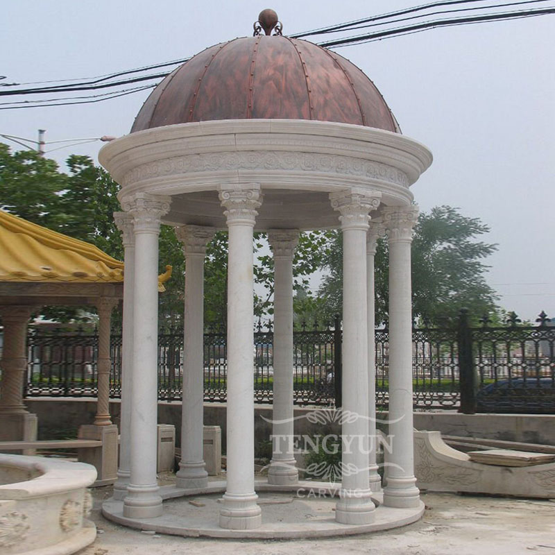 Cheap Price Roman Column Garden Pavilion Stone Marble Gazebo (1)