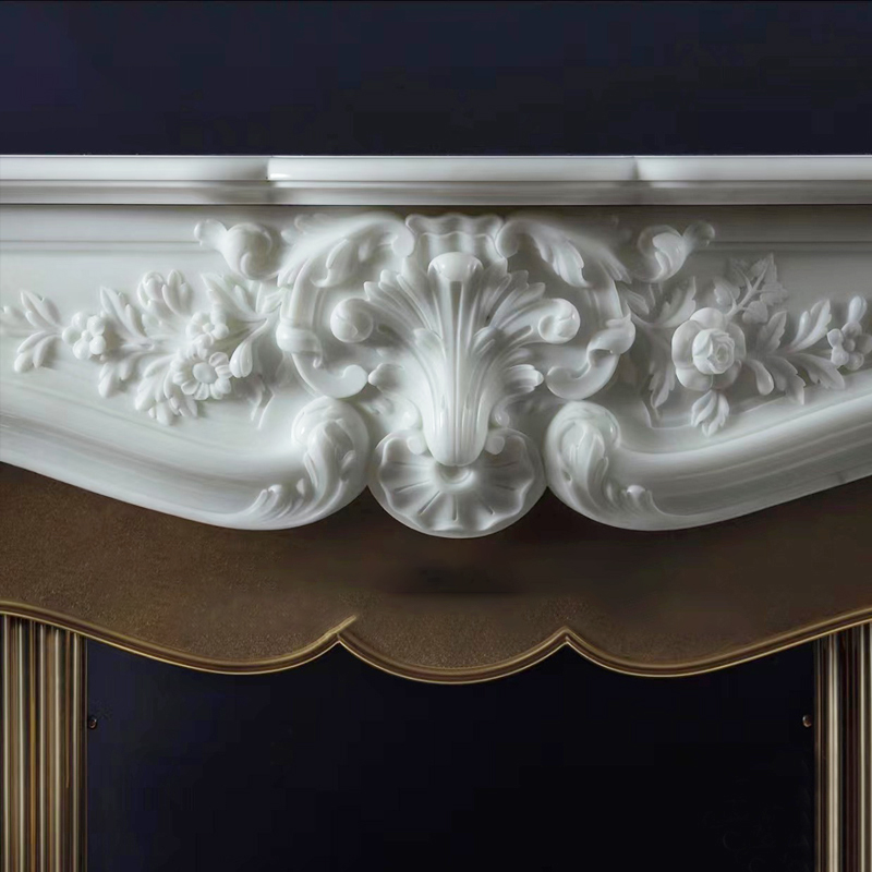 China Factory Cheap Price French Style White Marble Fireplace Mantel Indoor Antique Mantels for sale (8)