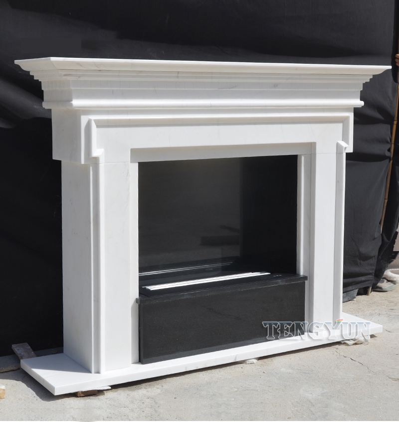 China factory white marble carving cheap fireplace (2)