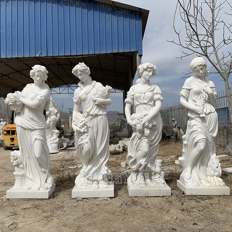 Classic Goddess Of The Four Seasons Sculpture Life-Size Set of Four Seasons Statuary Statues with Base (1)