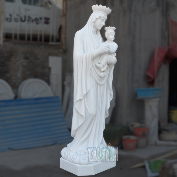 Custom Famous Stone Large Size Mama Virgin Mary With Baby Joseph Holding The Son Of God Jesus Sculpture (2)