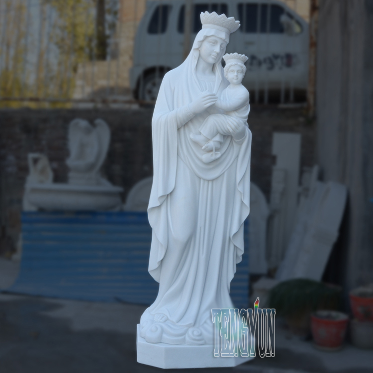 Custom Famous Stone Large Size Mama Virgin Mary With Baby Joseph Holding The Son Of God Jesus Sculpture (4)