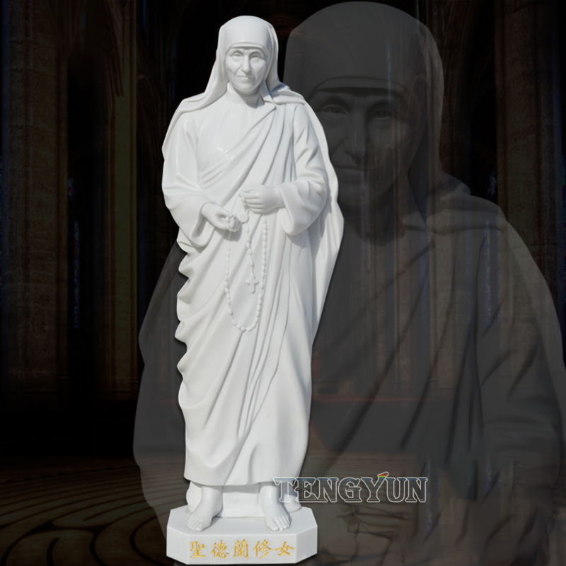 Custom Garden Christianity Chruch Famous Saint Teresa of Lisieux Marble Saint Sculpture Life Size Nun Stone Statue (1)