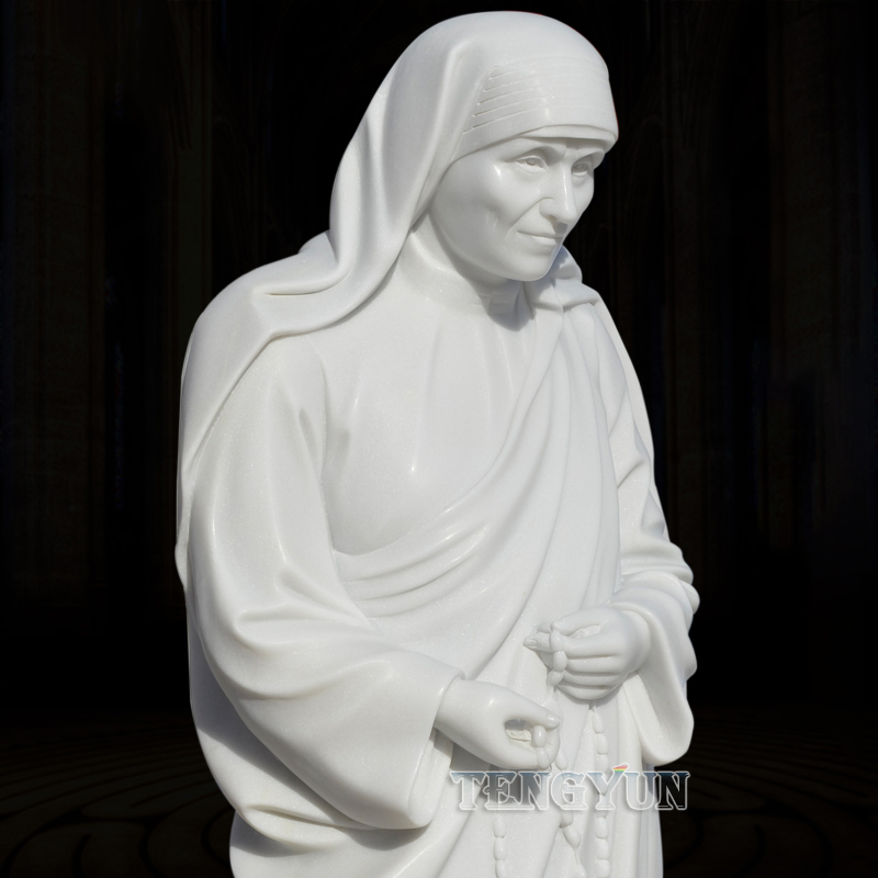 Custom Garden Christianity Chruch Famous Saint Teresa of Lisieux Marble Saint Sculpture Life Size Nun Stone Statue (2)