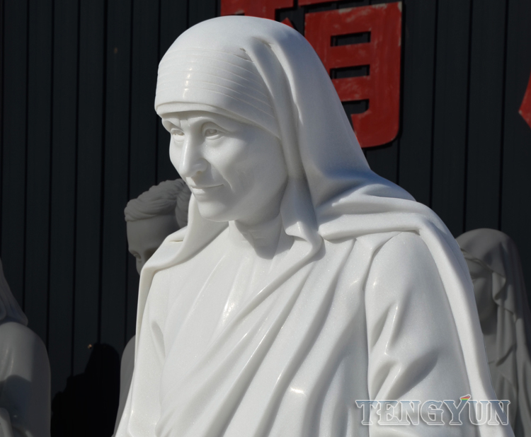 Custom Garden Christianity Chruch Famous Saint Teresa of Lisieux Marble Saint Sculpture Life Size Nun Stone Statue (4)