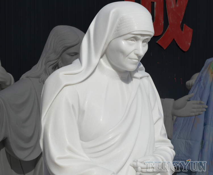 Custom Garden Christianity Chruch Famous Saint Teresa of Lisieux Marble Saint Sculpture Life Size Nun Stone Statue (5)