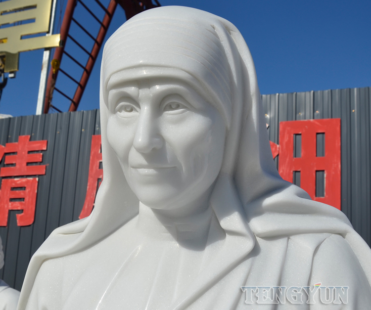 Custom Garden Christianity Chruch Famous Saint Teresa of Lisieux Marble Saint Sculpture Life Size Nun Stone Statue (6)