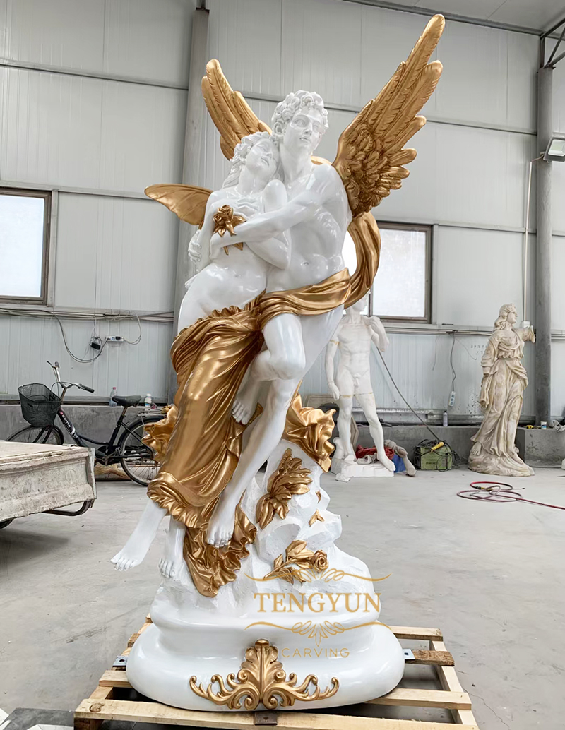 Custom Greek Cupid And Psyche Resin Statue Fiberglass Art Statue Of Love Angel Sculpture For Sale (4)
