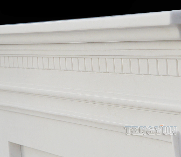 Custom Marble Fireplace American Style White Marble Lines Simple Classical Fireplace Decorative Cabinet Stone Mantel (19)