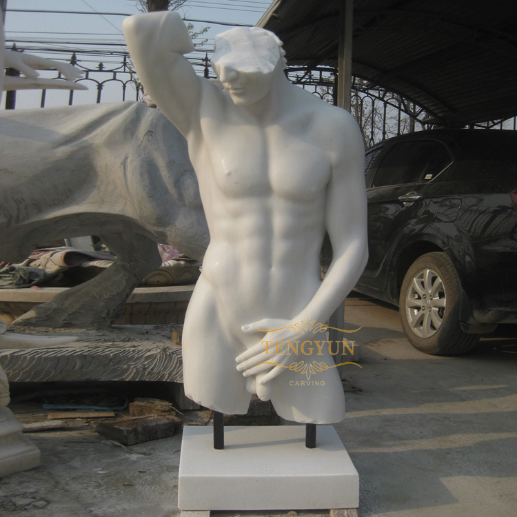 Custom made decor nude torso statue life size marble white male male torso sculpture (3)