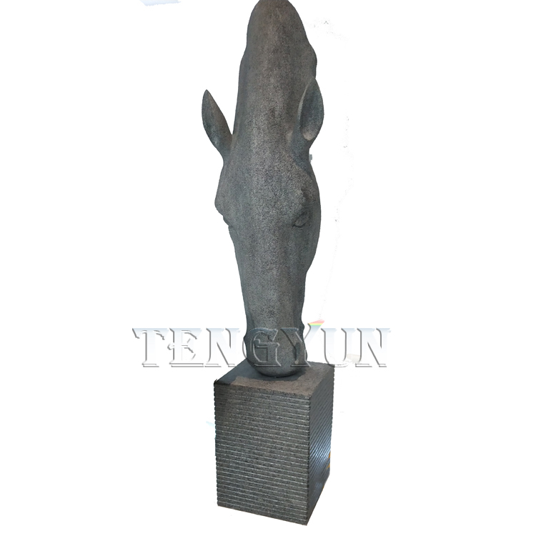 Decorative large size stone carved granite horse head sculpture (5)