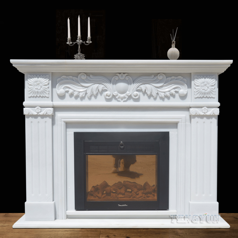 Europe Popular Factory Directly Supply Natural White Stone Fireplace Marble Mantel Shelf (1)