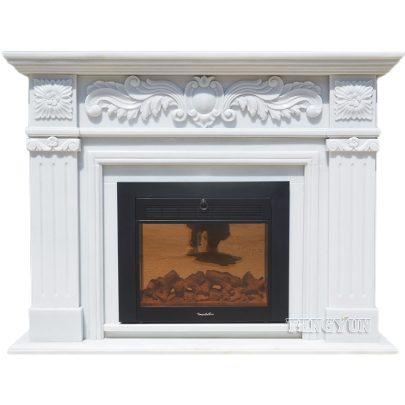 Europe Popular Factory Directly Supply Natural White Stone Fireplace Marble Mantel Shelf (2)
