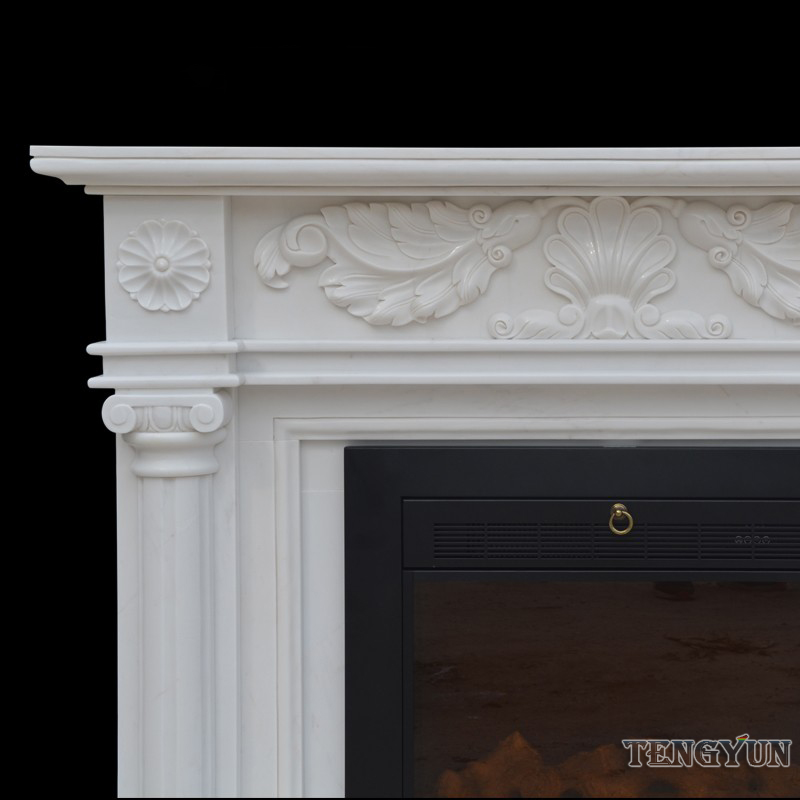 Europe Popular Factory Directly Supply Natural White Stone Fireplace Marble Mantel Shelf (3)