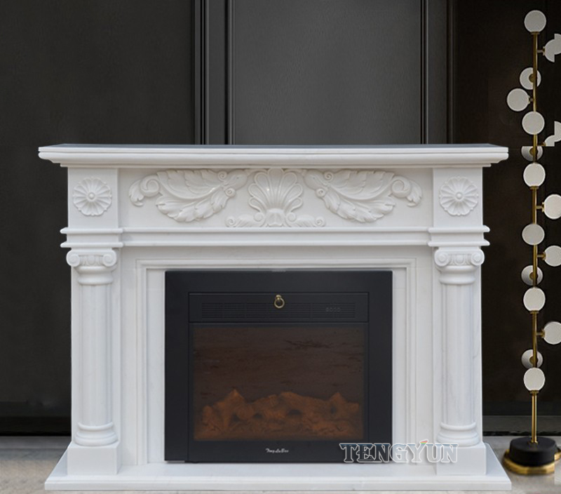 Europe Popular Factory Directly Supply Natural White Stone Fireplace Marble Mantel Shelf (4)