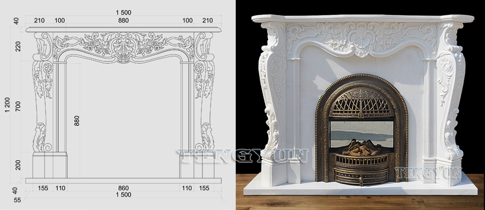 Factory Stone Fireplace Mantel European Hand Carved Marble Marble Fireplace Surrounds For Sale (8)
