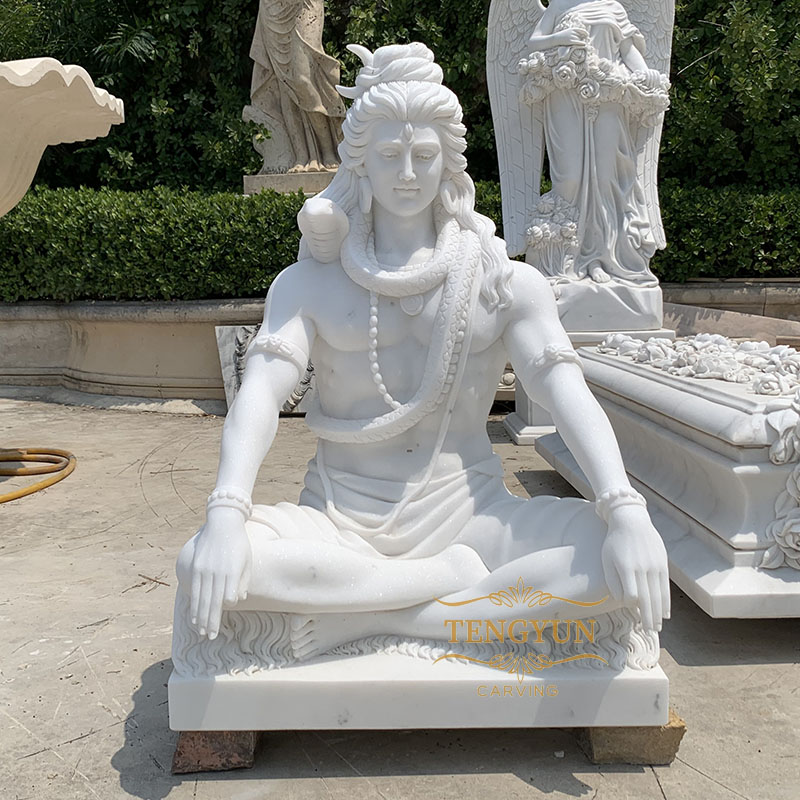 Famous Indian white marble lord shiva god sculpture stone statue of lord shiva sculpture on sale (3)