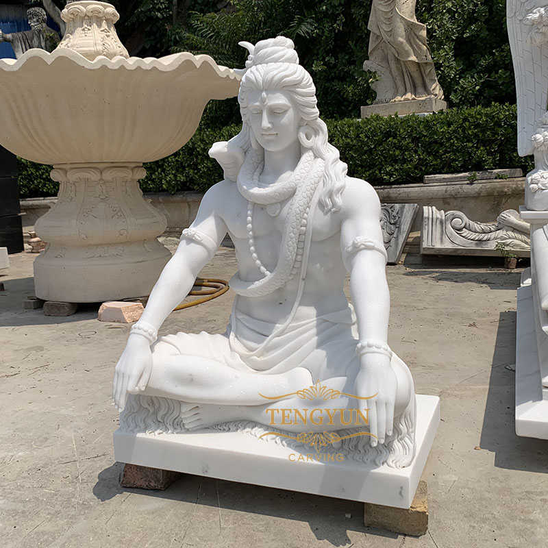 Famous Indian white marble lord shiva god sculpture stone statue of lord shiva sculpture on sale (4)