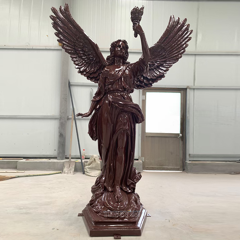 Fiberglass resin angel statues with fire (5)