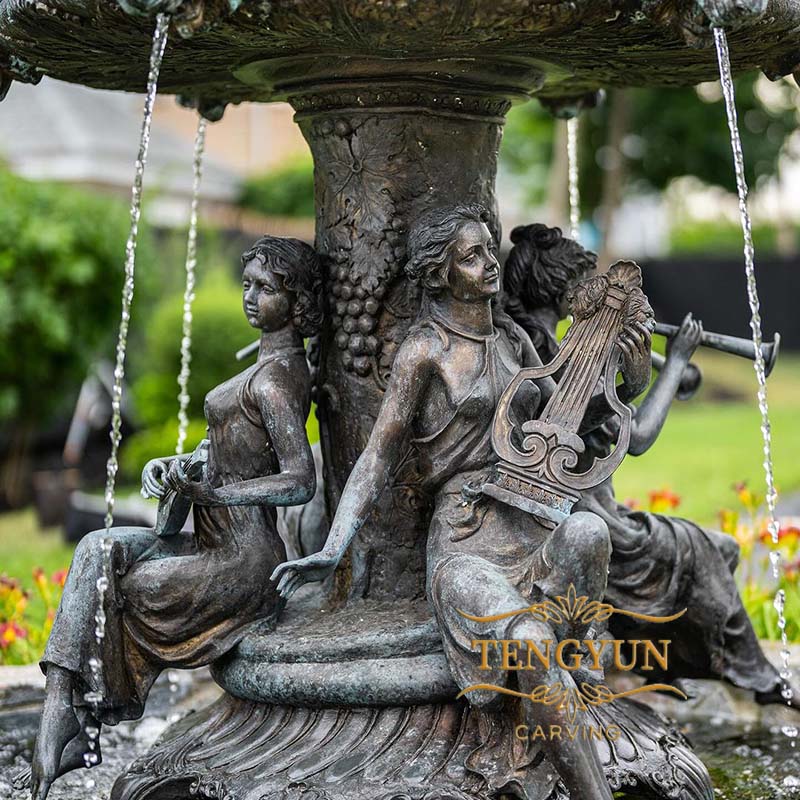 Garden Bronze Lady Statues Tiers Water Fountain (2)