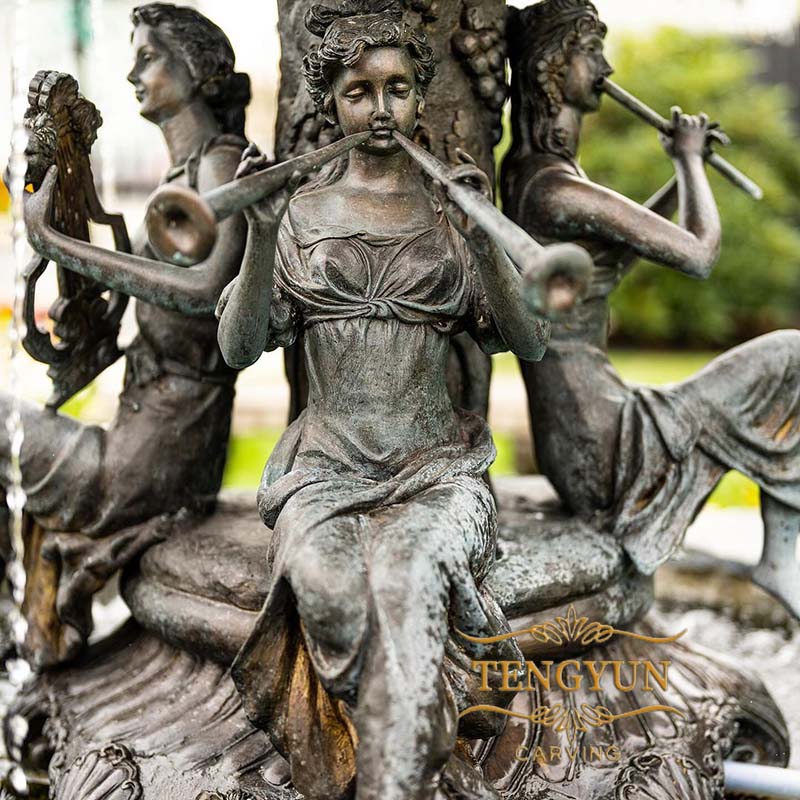Garden Bronze Lady Statues Tiers Water Fountain (3)