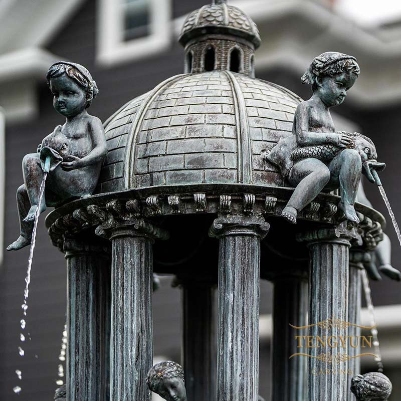 Garden Bronze Lady Statues Tiers Water Fountain (4)