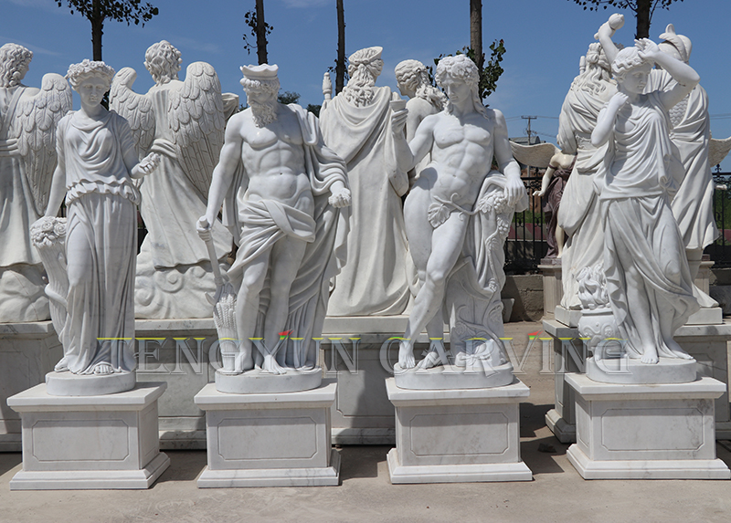 Garden Famous Figure Statues Hand CarvedMale And Female  Marble Four Season Statues