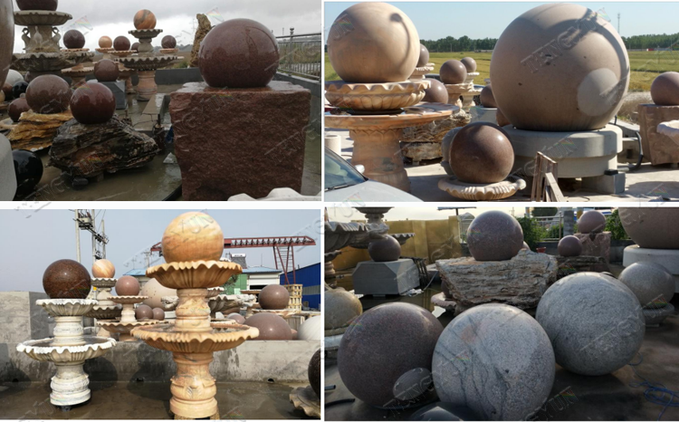 Garden Granite Floating Ball Fountain Stone Fengshui Sphere Water Fountain (1)